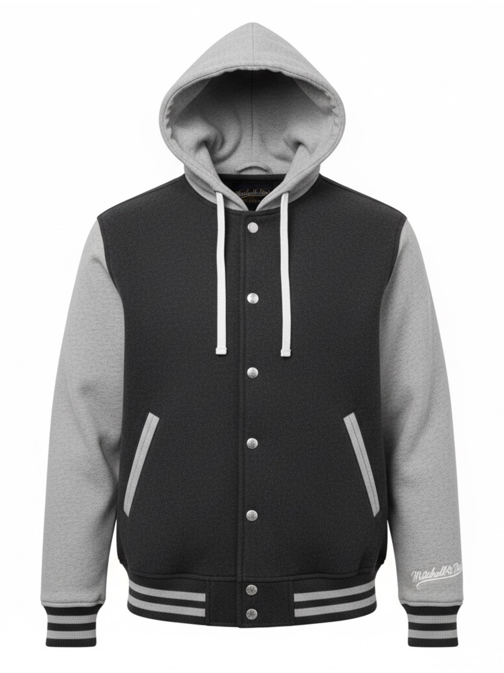 Mitchell & Ness Gray and Black Varsity Jacket
